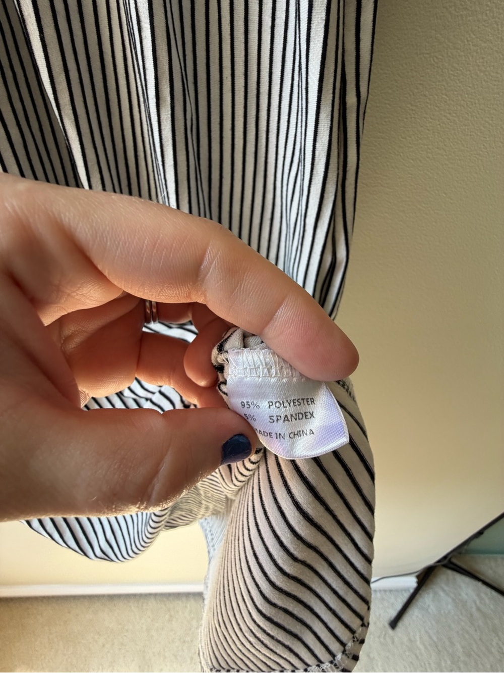 Striped Black & White Midi Dress with Pocket - Picture 6 of 7